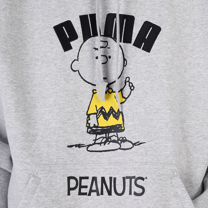 мужская серая толстовка PUMA x Peanuts Hoodie 53061404 - цена, описание, фото 4